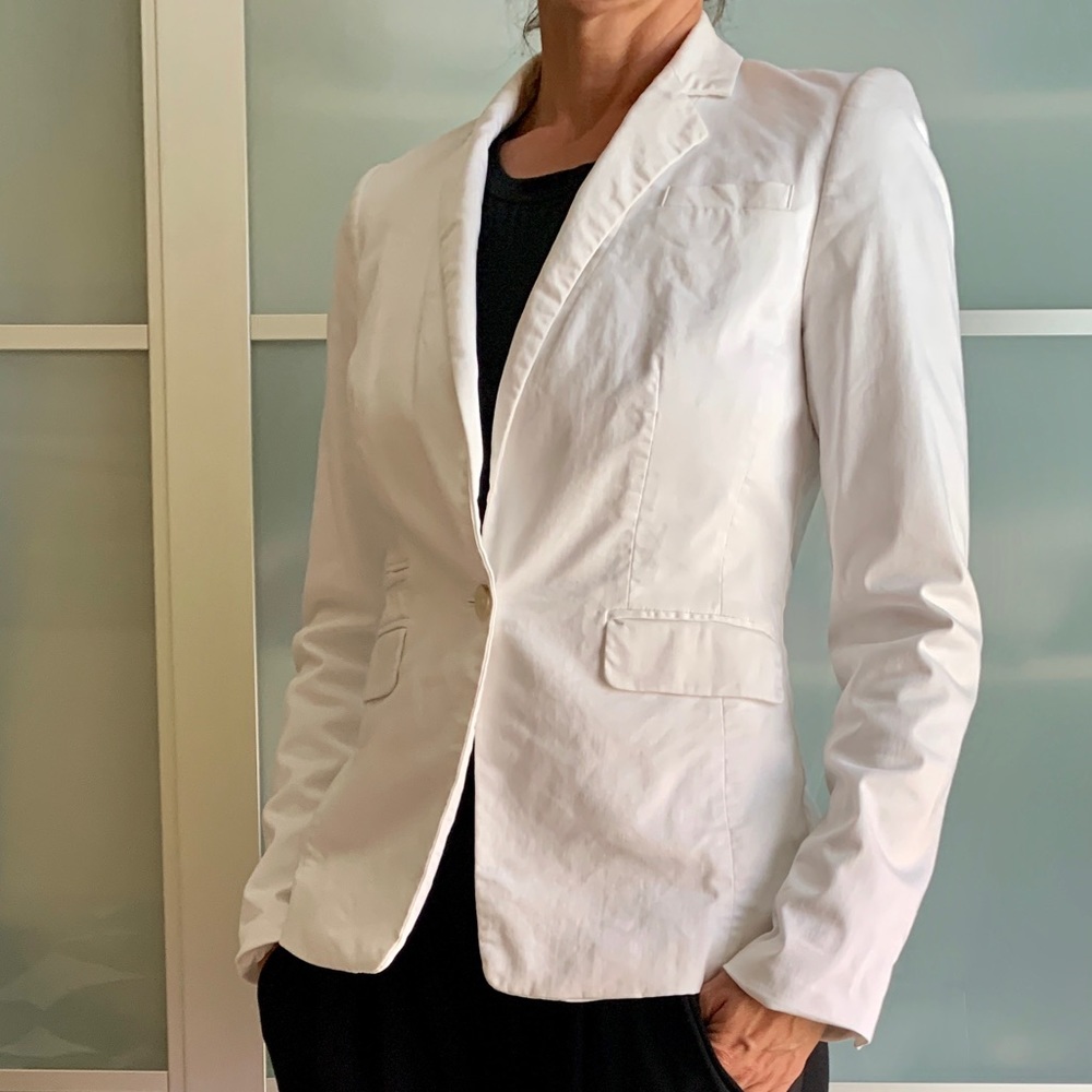 Banana Republic white stretch blazer jacket